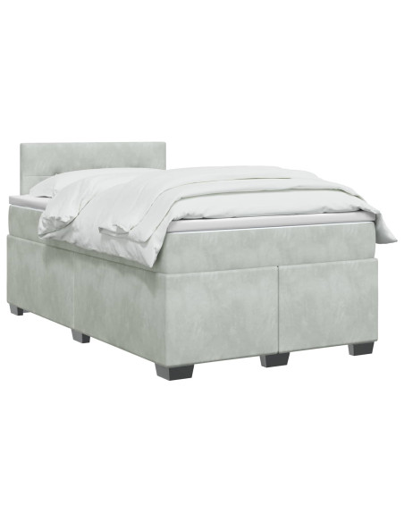 Letto con Box Spring, Materasso e LED Grigio Chiaro Velluto