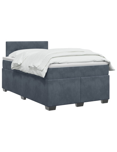 Letto con Box Spring, Materasso e LED Grigio Scuro 120 x 200 cm