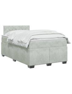 Letto con Box Spring, Materasso e LED Grigio Chiaro Velluto 2