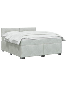 Letto con Box Spring, Materasso e LED Grigio Chiaro Velluto 2