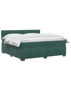 Letto con Box Spring, Materasso e LED Verde Scuro 200 x 200 cm 2