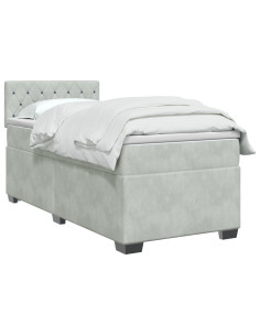 Letto con Box Spring, Materasso e LED Grigio Chiaro Singolo 2