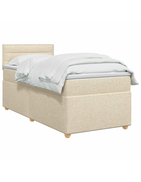 Letto box spring con materasso Crema 80 x 200 cm Tessuto