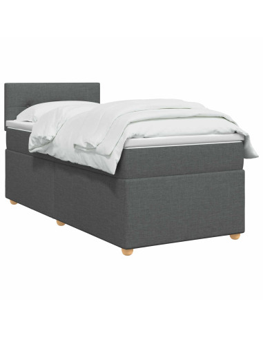 Letto box spring con materasso Grigio Scuro 80 x 200 cm Tessuto
