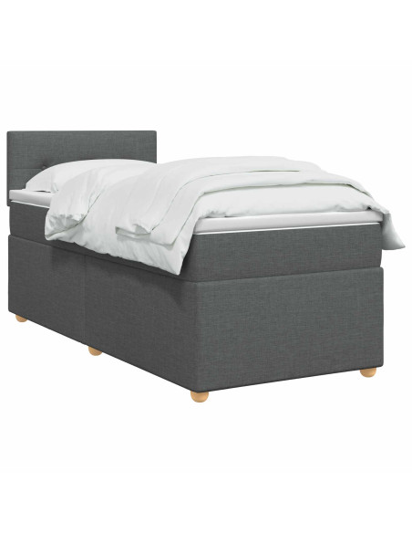 Letto box spring con materasso Grigio Scuro 80 x 200 cm Tessuto