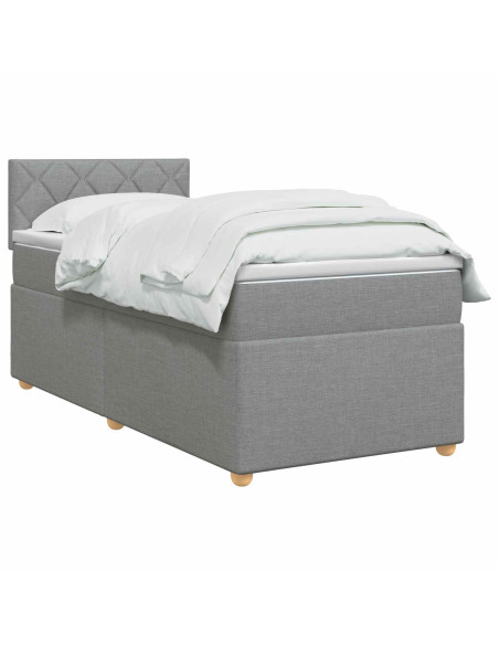 Letto box spring con materasso Grigio Chiaro 80 x 200 cm