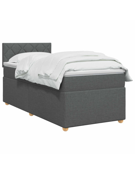 Letto box spring con materasso Grigio Scuro 80 x 200 cm Tessuto