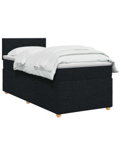 Letto box spring con materasso Nero 80 x 200 cm Tessuto 2