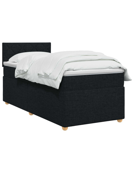 Letto box spring con materasso Nero 80 x 200 cm Tessuto