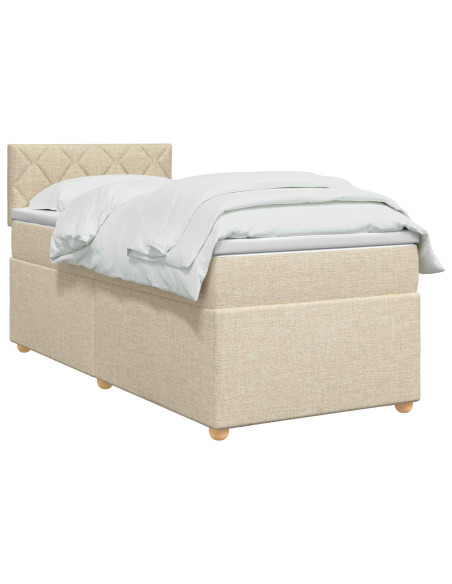 Letto box spring con materasso Crema 80 x 200 cm Tessuto