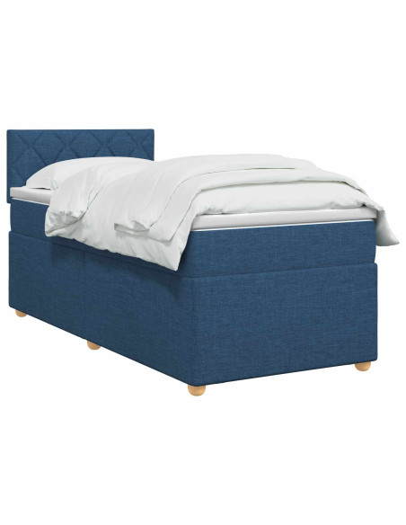 Letto box spring con materasso Blu 80 x 200 cm Tessuto