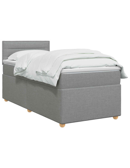 Letto box spring con materasso Grigio Chiaro 90 x 190 cm