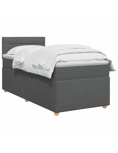 Letto box spring con materasso Grigio Scuro 90 x 190 cm Tessuto 2