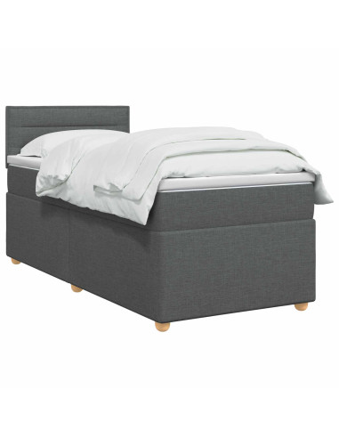 Letto box spring con materasso Grigio Scuro 90 x 190 cm Tessuto