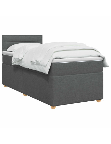 Letto box spring con materasso Grigio Scuro 90 x 190 cm Tessuto