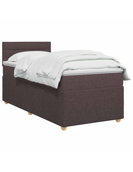 Letto box spring con materasso Marrone Scuro 90 x 190 cm
