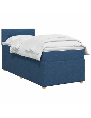 Letto box spring con materasso Blu 90 x 190 cm Tessuto
