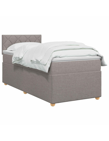 Letto box spring con materasso Tortora 90 x 190 cm Tessuto