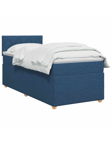 Letto box spring con materasso Blu 90 x 190 cm Tessuto