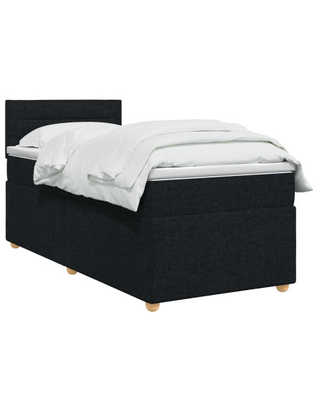 Letto box spring con materasso Nero 90 x 200 cm Tessuto