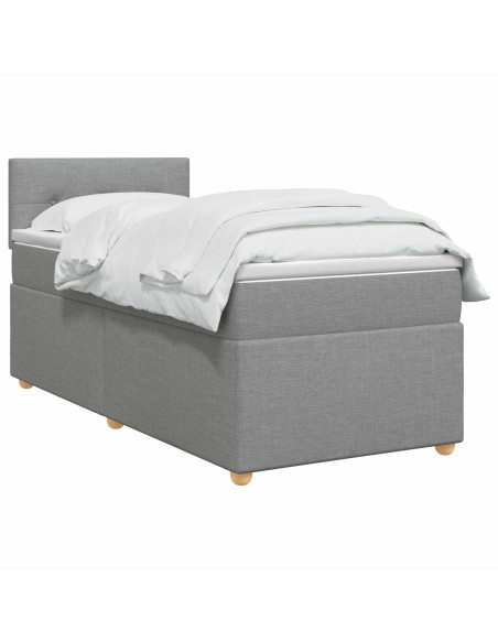 Letto box spring con materasso Grigio Chiaro 90 x 200 cm