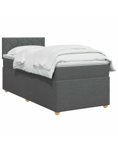 Letto box spring con materasso Grigio Scuro 90 x 200 cm Tessuto 2