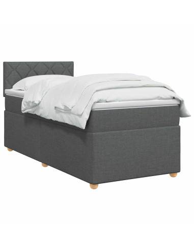 Letto box spring con materasso Grigio Scuro 90 x 200 cm Tessuto