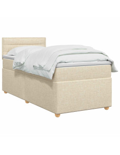 Letto box spring con materasso Crema 100 x 200 cm Tessuto 2