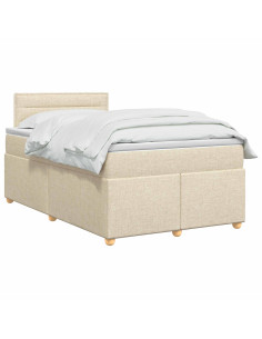 Letto box spring con materasso Crema 120 x 200 cm Tessuto 2