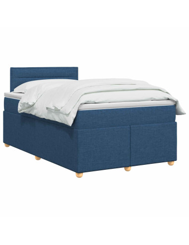 Letto box spring con materasso Blu 120 x 200 cm Tessuto
