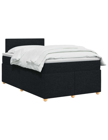 Letto box spring con materasso Nero 120 x 200 cm Tessuto