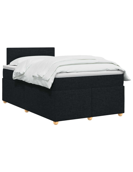 Letto box spring con materasso Nero 120 x 200 cm Tessuto