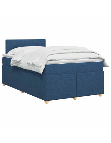 Letto box spring con materasso Blu 120 x 200 cm Tessuto