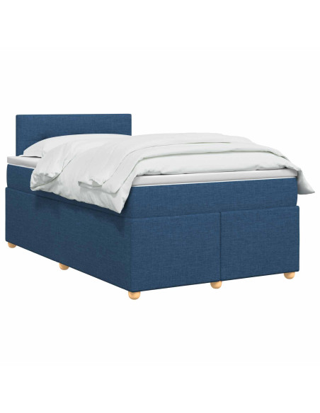 Letto box spring con materasso Blu 120 x 200 cm Tessuto