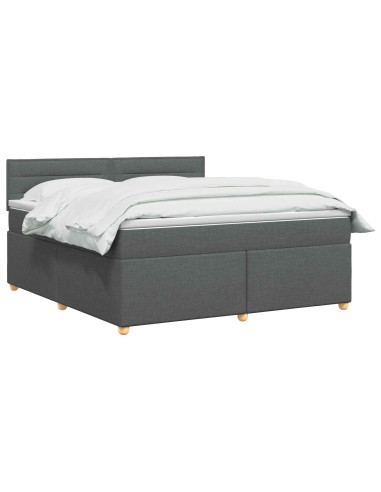 Letto box spring con materasso Grigio Scuro 140 x 190 cm