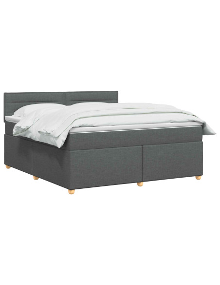 Letto box spring con materasso Grigio Scuro 140 x 190 cm