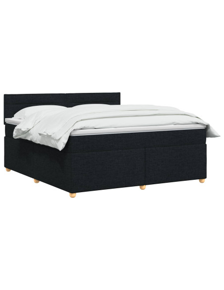 Letto box spring con materasso Nero 140 x 190 cm Tessuto