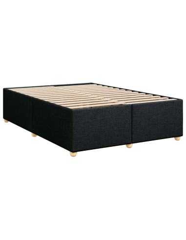 Letto box spring con materasso Nero 140 x 190 cm Tessuto