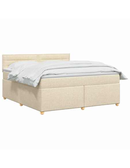 Letto box spring con materasso Crema 140 x 190 cm Tessuto