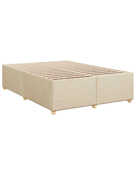 Letto box spring con materasso Crema 140 x 190 cm Tessuto