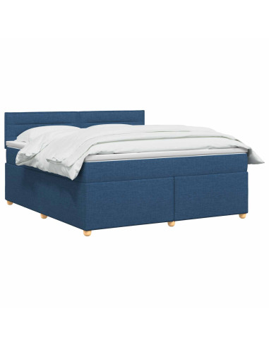 Letto box spring con materasso Blu 140 x 190 cm Tessuto