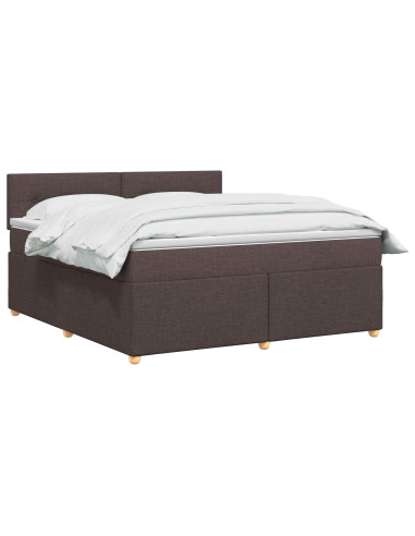 Letto box spring con materasso Marrone Scuro 140 x 190 cm