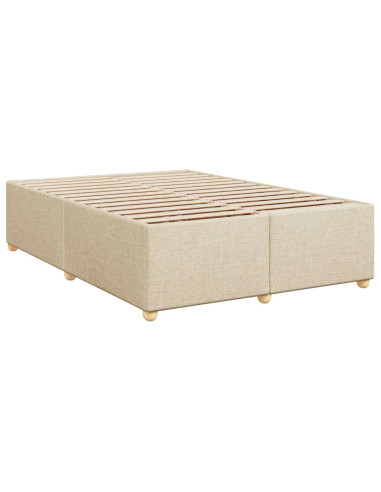 Letto box spring con materasso Crema 140 x 200 cm Tessuto