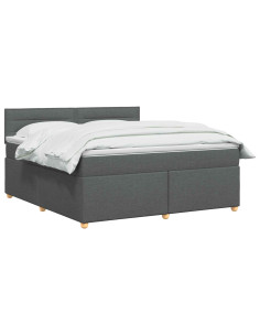 Letto box spring con materasso Grigio Scuro 160 x 200 cm 2