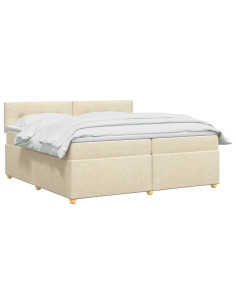 Letto box spring con materasso Crema 200 x 200 cm Tessuto 2