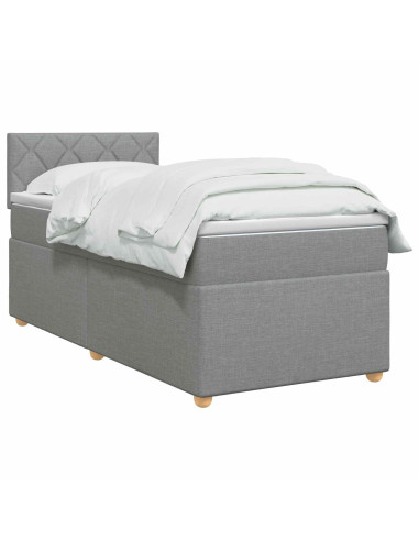 Letto con Box Spring, Materasso e LED Grigio Chiaro 90 x 190 cm