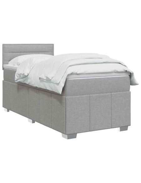 Letto box spring con materasso Grigio Chiaro 80 x 200 cm