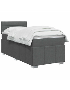 Letto box spring con materasso Grigio Scuro 80 x 200 cm Tessuto 2