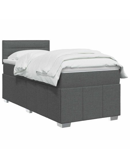 Letto box spring con materasso Grigio Scuro 80 x 200 cm Tessuto