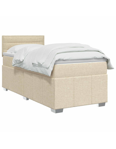 Letto box spring con materasso Crema 80 x 200 cm Tessuto